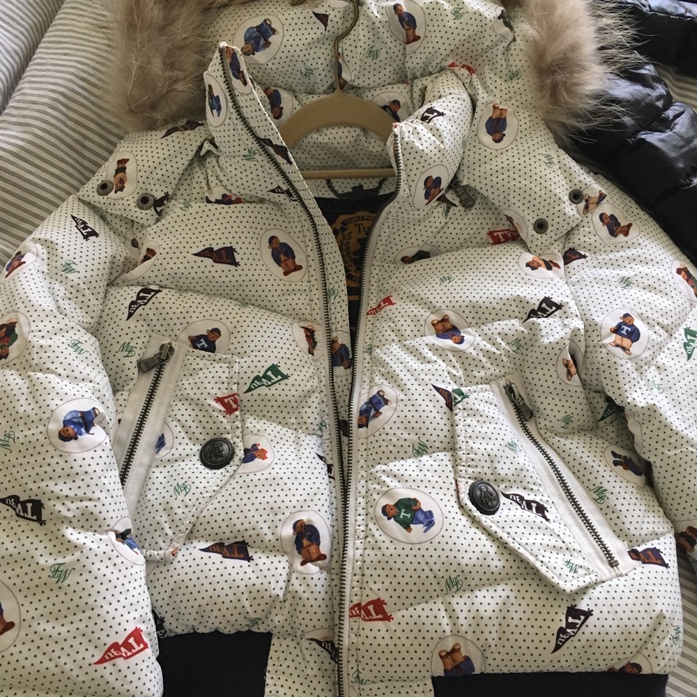 White Teddy bear down puffer jacket size 165/M